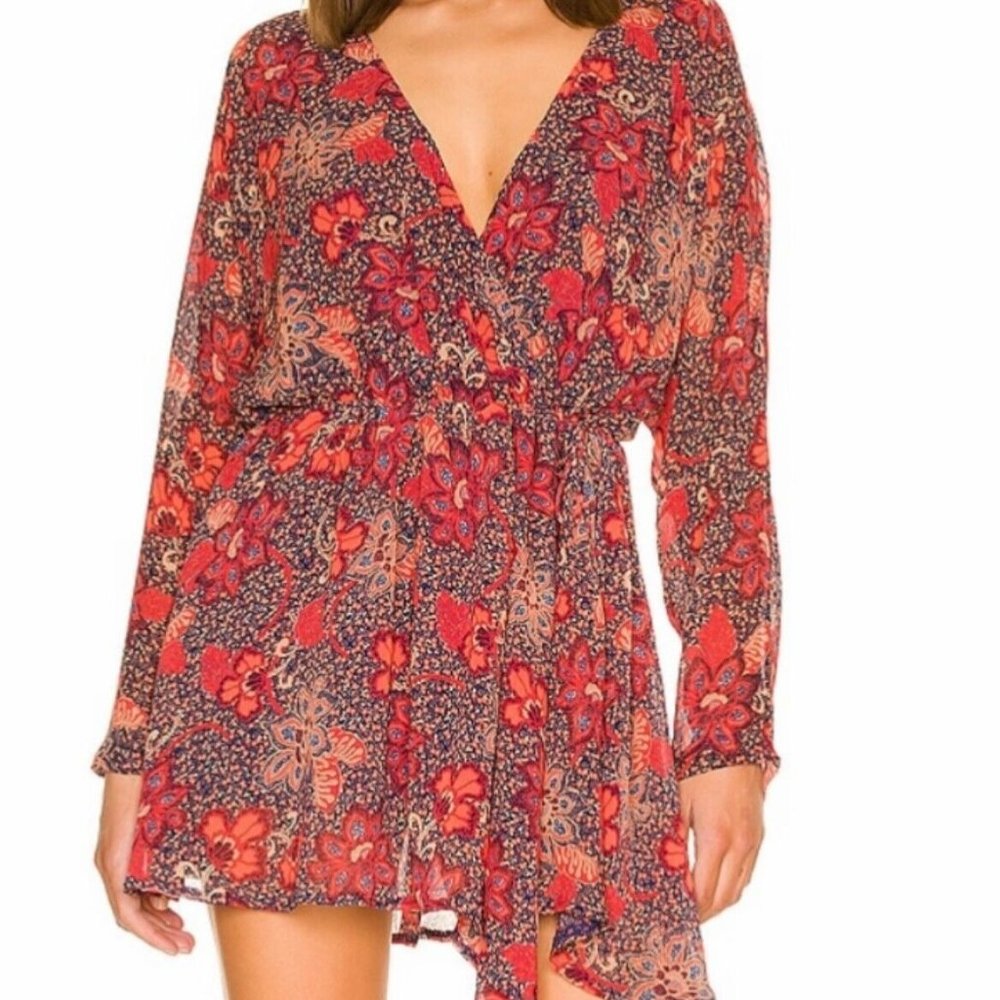 Nwot Free People Teegan Mini Dress Peach Combo Size XSmall $128